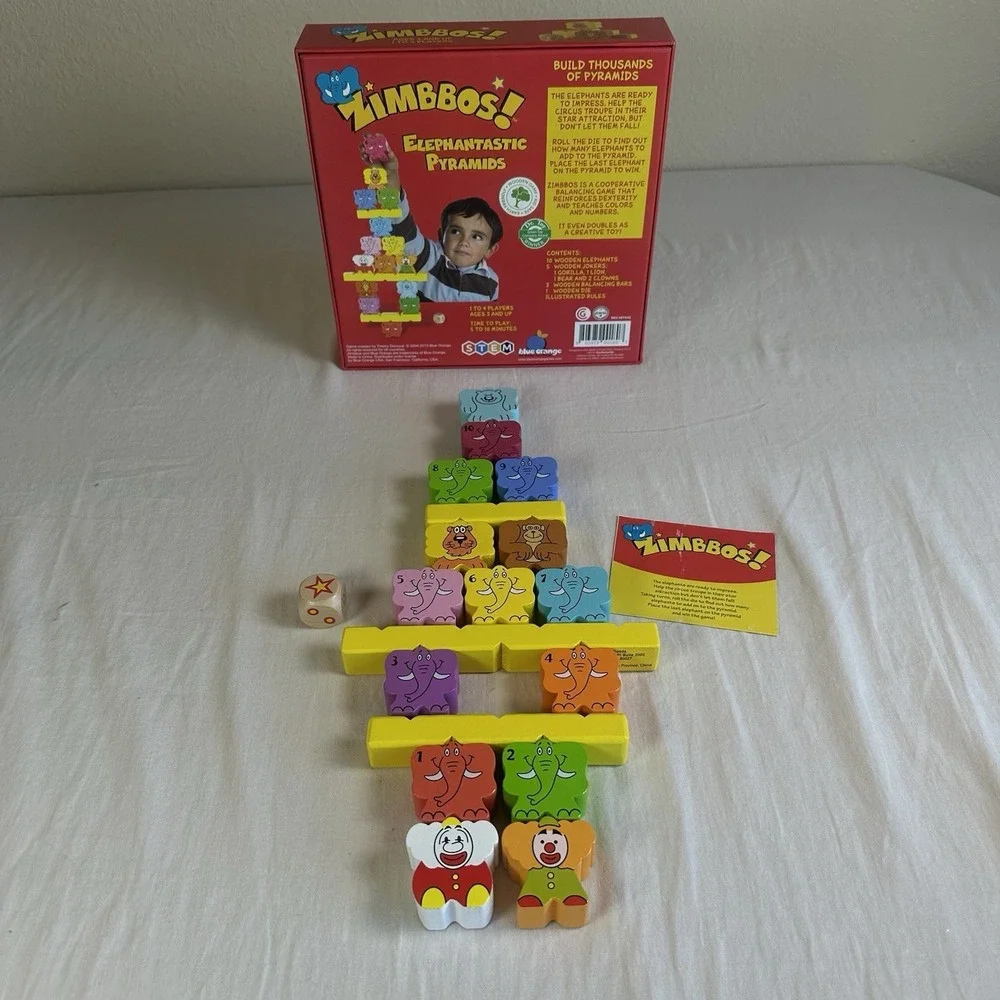 Zimbbos! Elephantastic Pyramids Game COMPLETE wooden pieces STEM Montessori‎